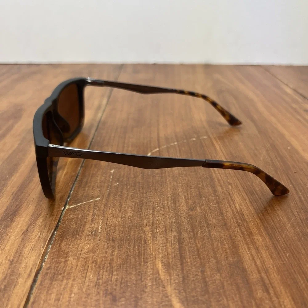 WMP Jacob Polarized Sunglasses Matte Black Tortoise Brown Lens Unisex 56-17